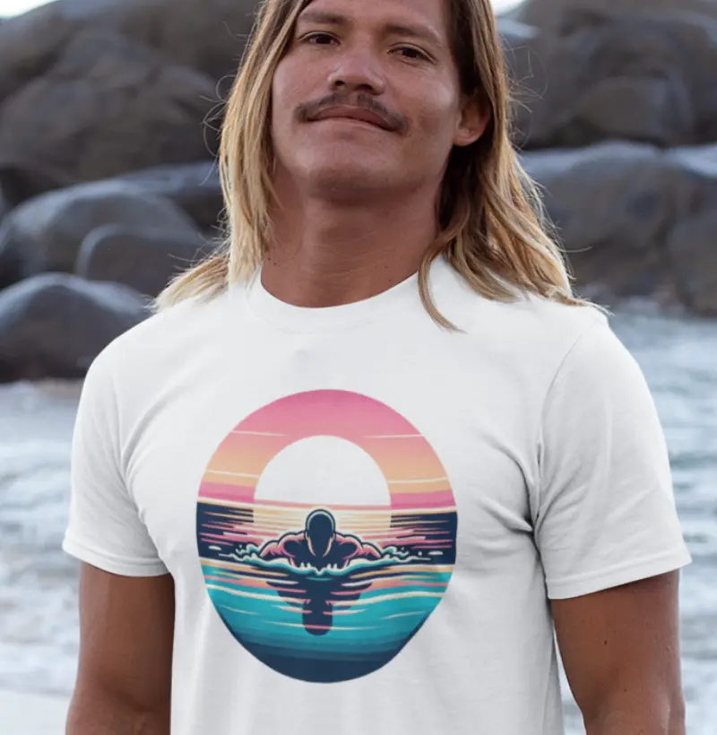 Natação ao nascer do sol V2 | Águas Calmas | Camiseta de natação matinal serena