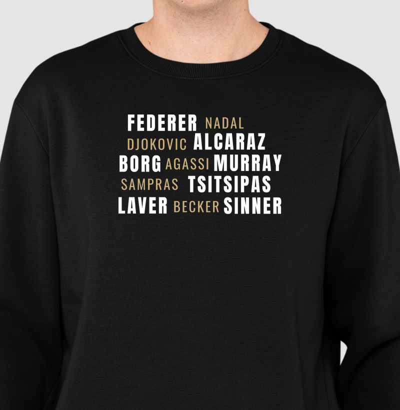 Lendas, Big 3 e nova Geração - Tennis Masculino - moletom sem capuz