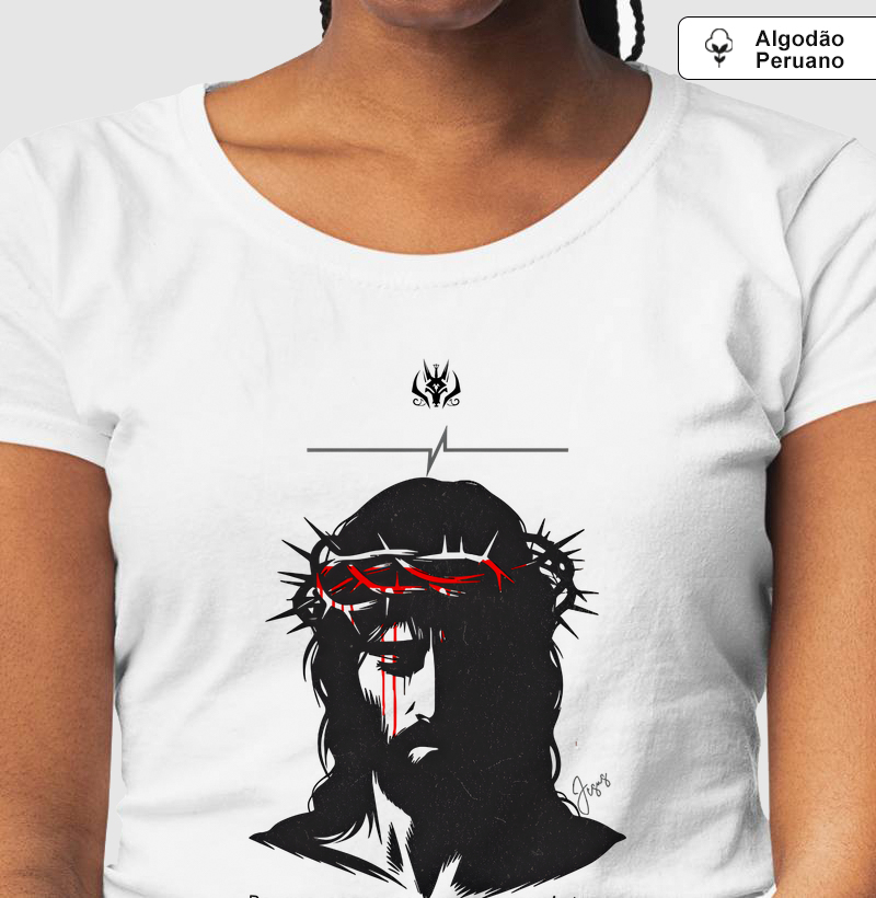 Camiseta Algodão Peruano - Jesus Coroa de Espinho 