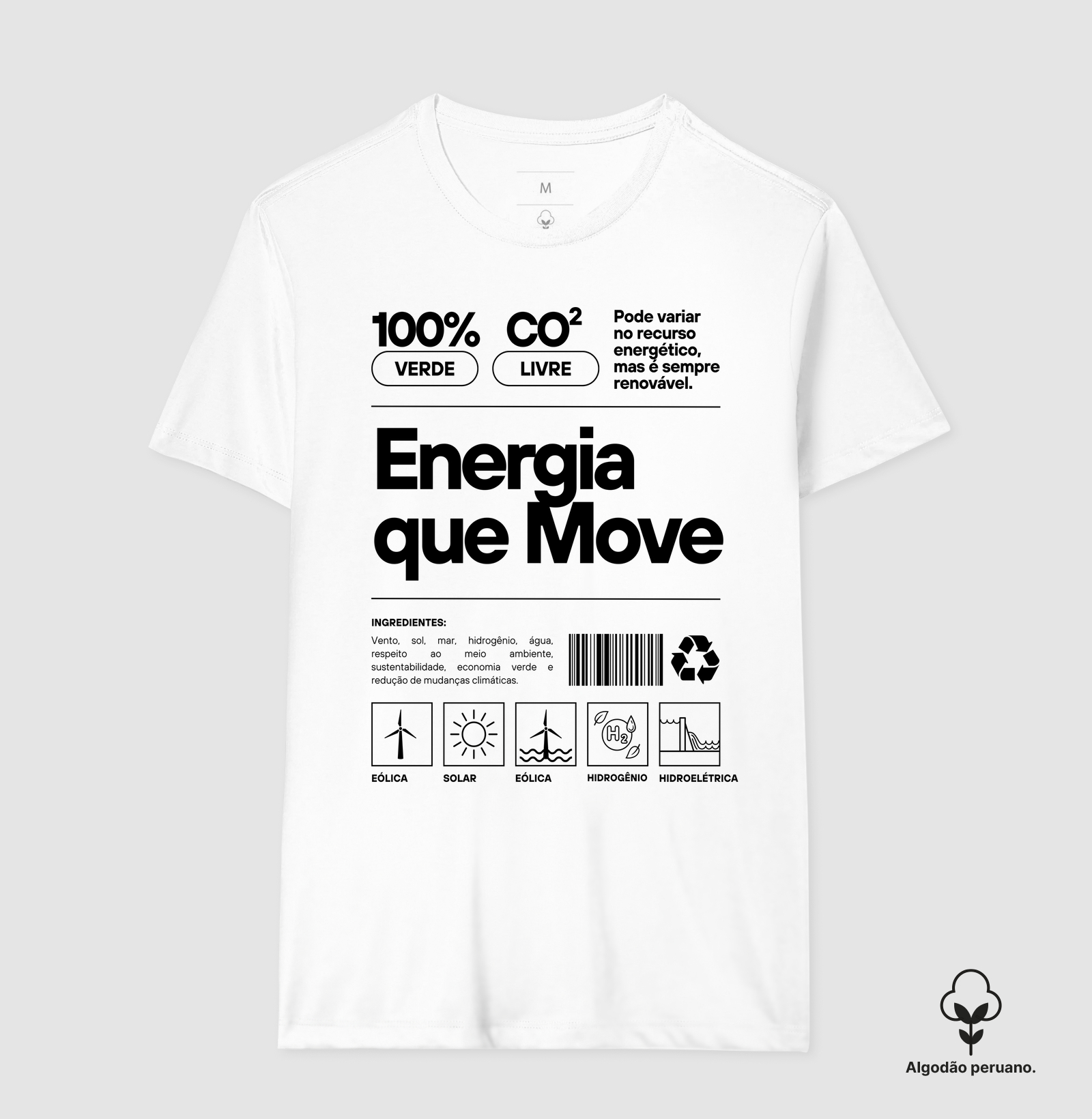 Energia que Move - Camisa Branca e Cinza