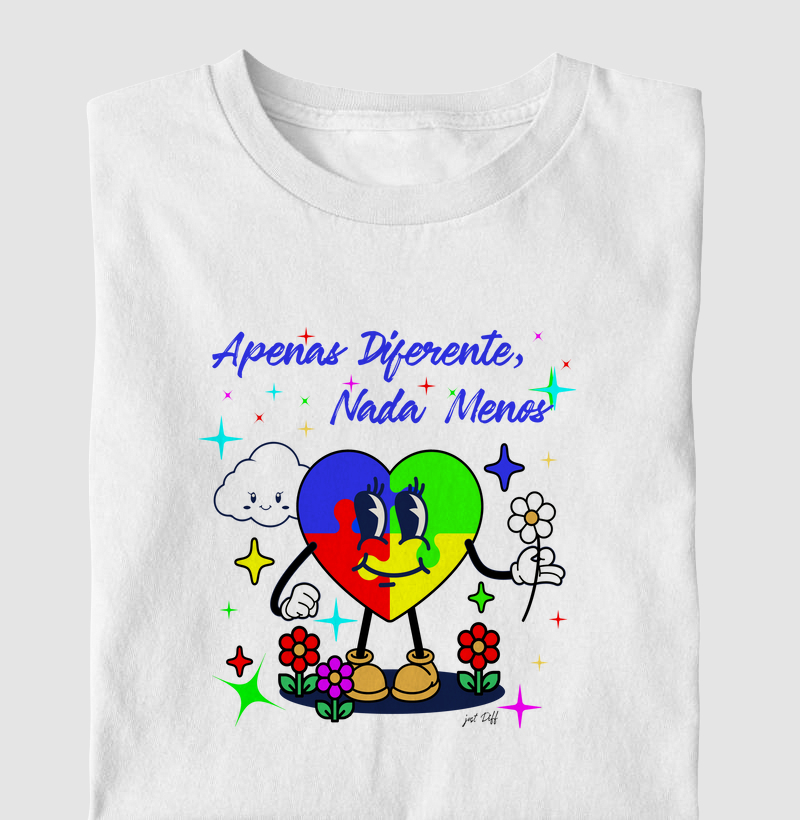 Camiseta Autismo Coração Apenas Diferente, Nada Menos