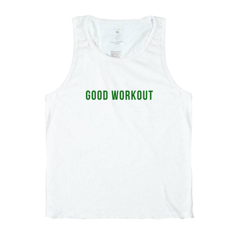 Regata Good Workout Branca Logo Reta Verde