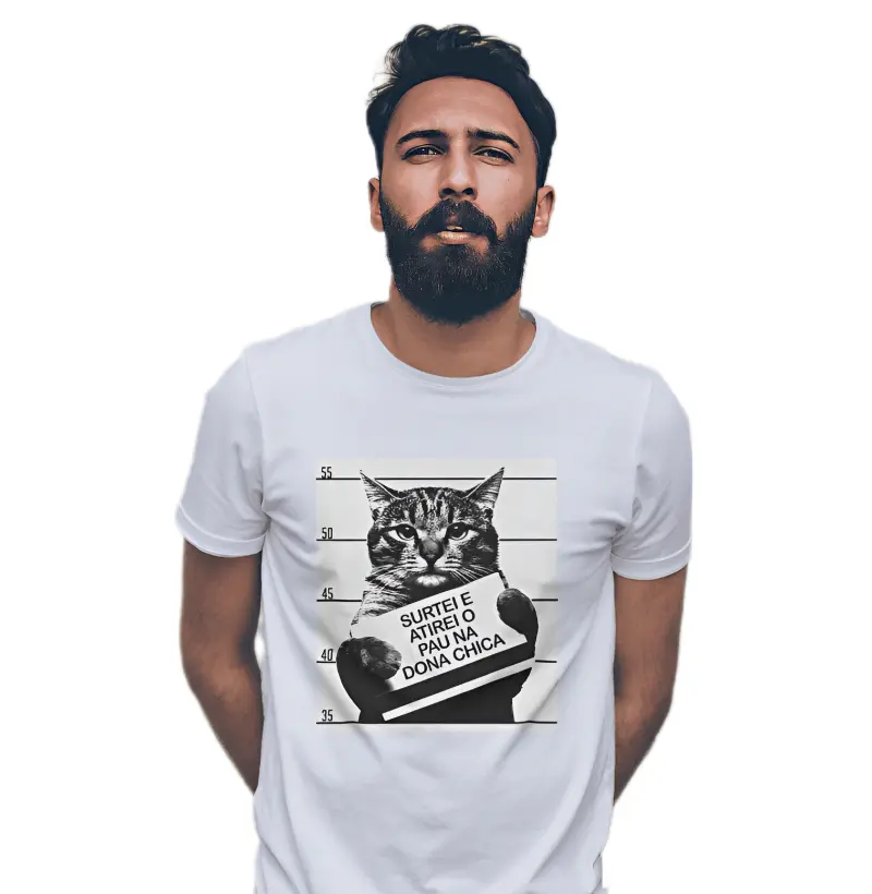 Camiseta Básica Gato Em Cana