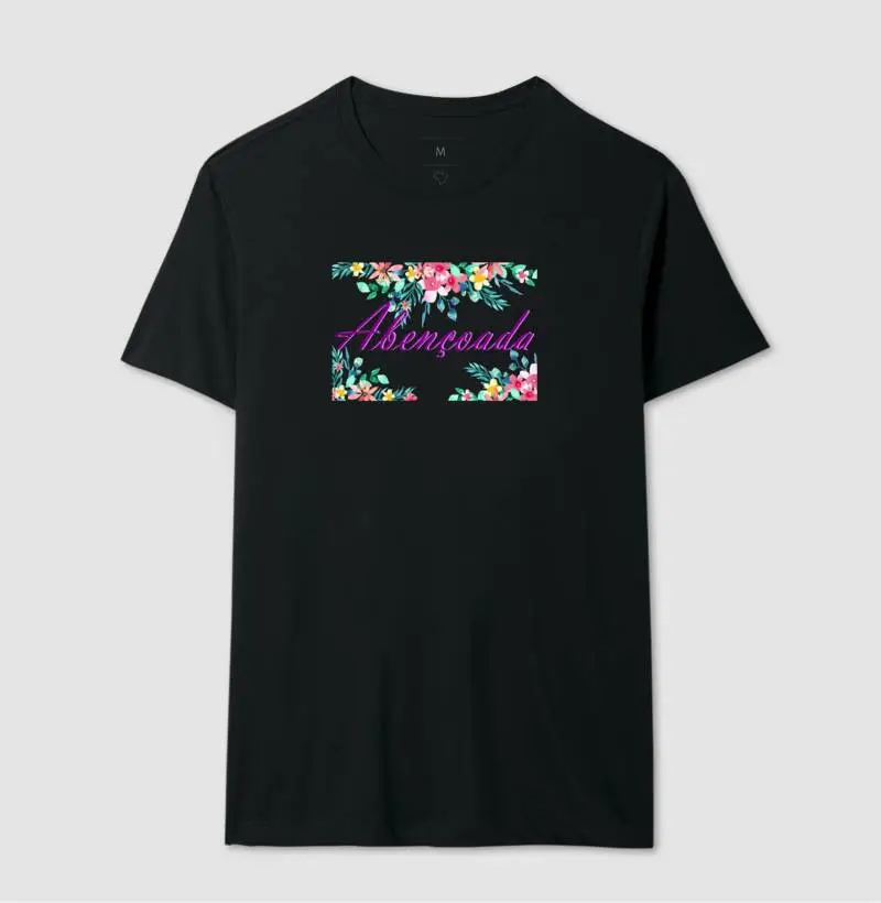 Frase Abençoada com moldura floral