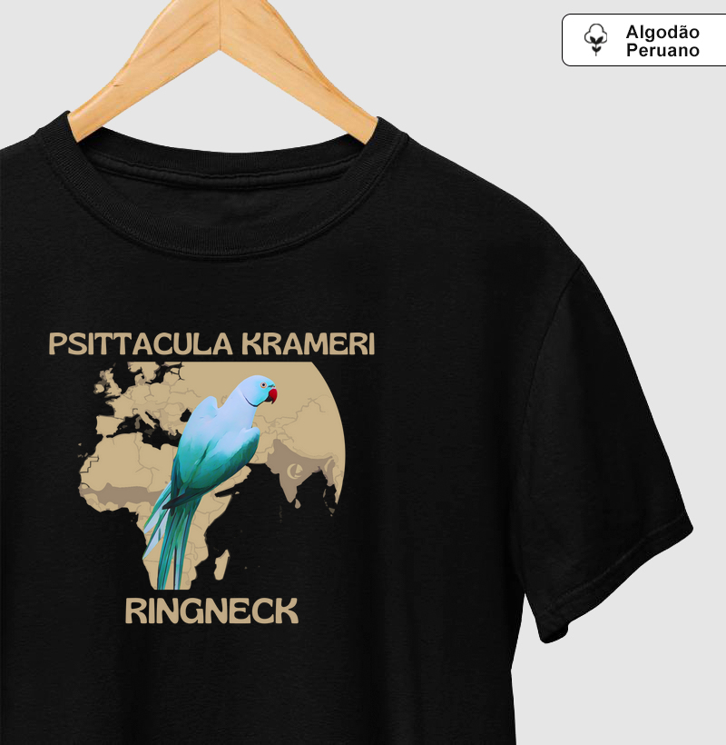 Camiseta Algodão Peruano - Ringneck Psittacula Krameri