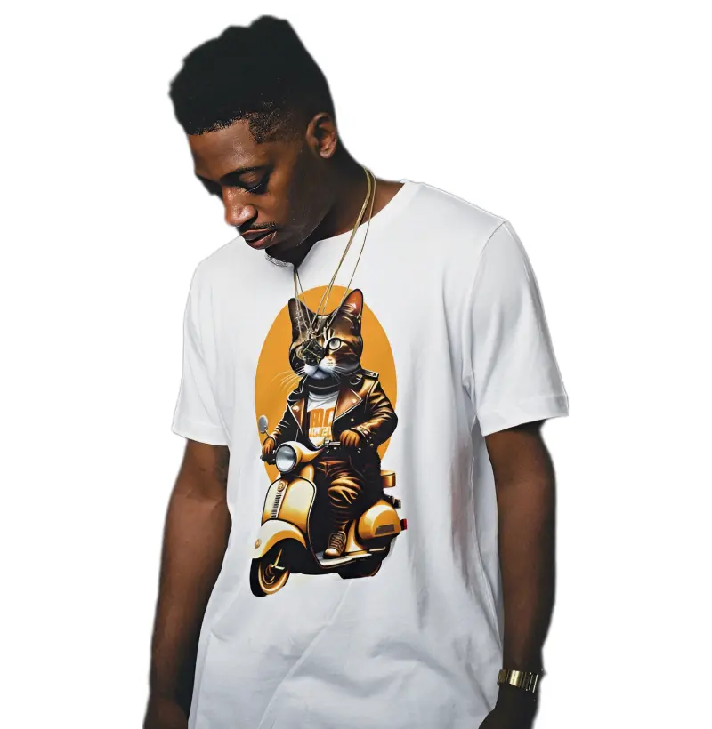 Camiseta Básica Gato De Moto