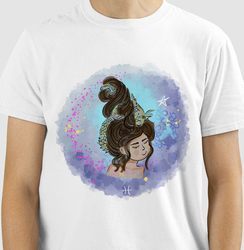 T shirt peixes castanho