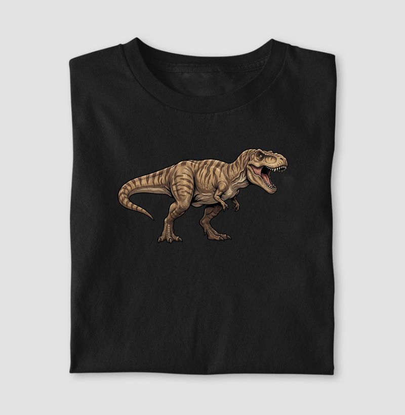 Camisa Algodão Estampada Dinossauro T-rex Imponente Premium