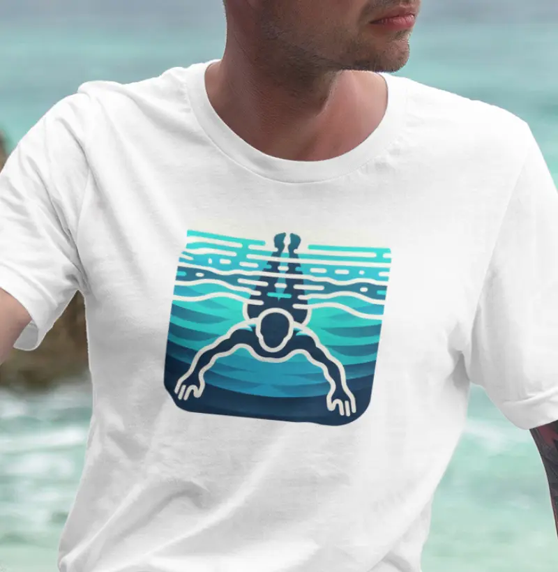 Abaixo da superfície | Serenidade Subaquática | Camiseta de natação minimalista
