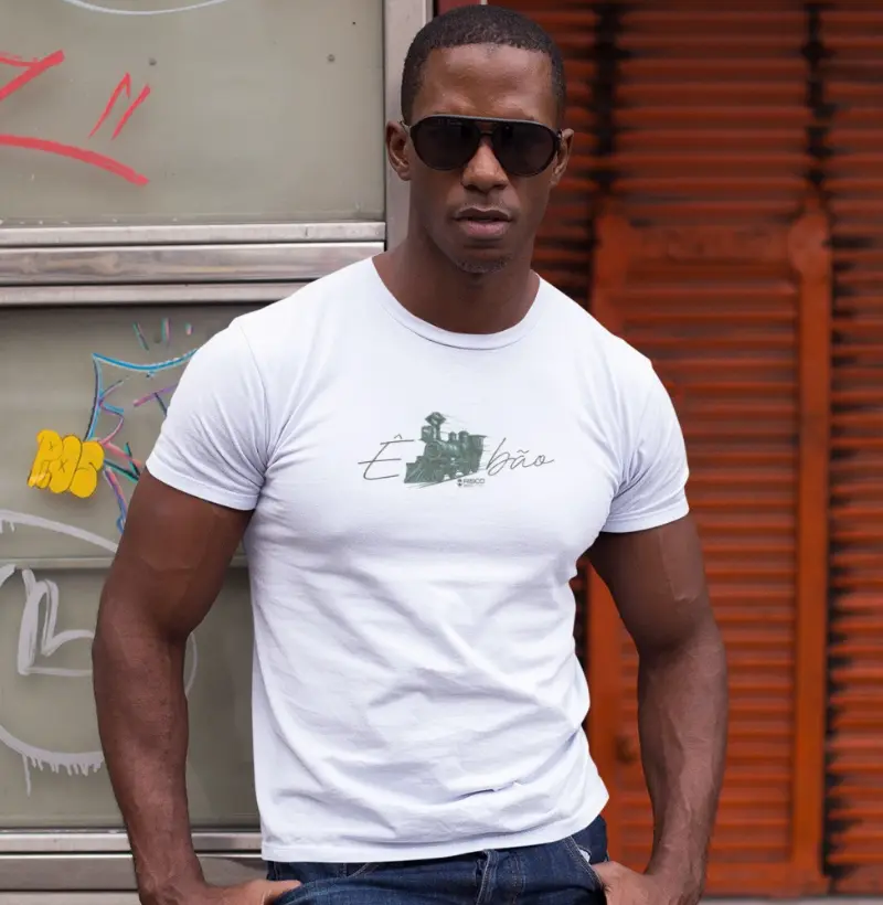 T-Shirt Masculino Branca - Ê Trem Bão