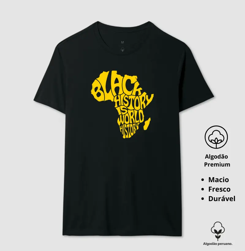 Camiseta Animalis Mapa Black History 100% Algodão Peruano