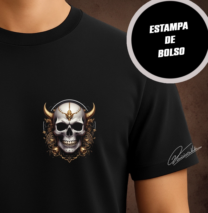 Caveira Ornamento Dourado