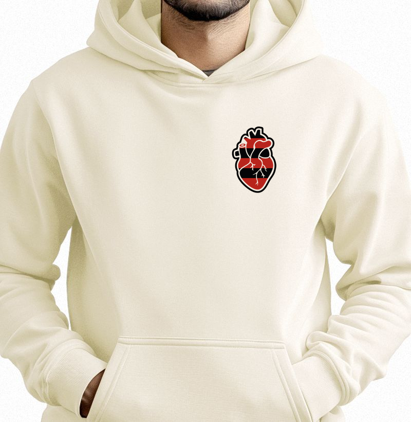 Moletom Canguru Coração Vermelho e Branco