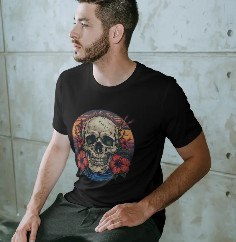 Camiseta skull flowers one