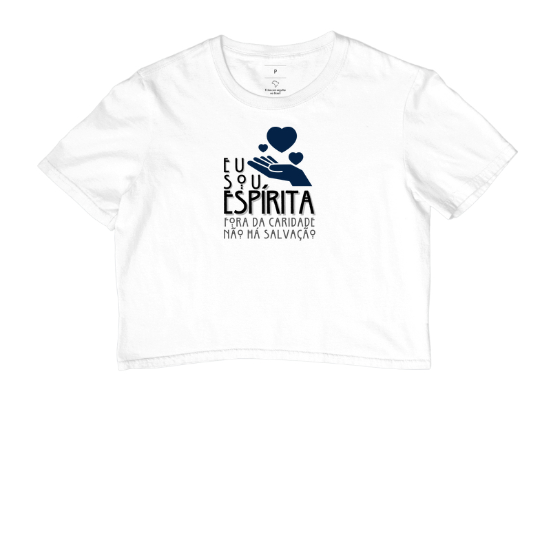 Estampa Sou Espírita Corações Branco Fem.