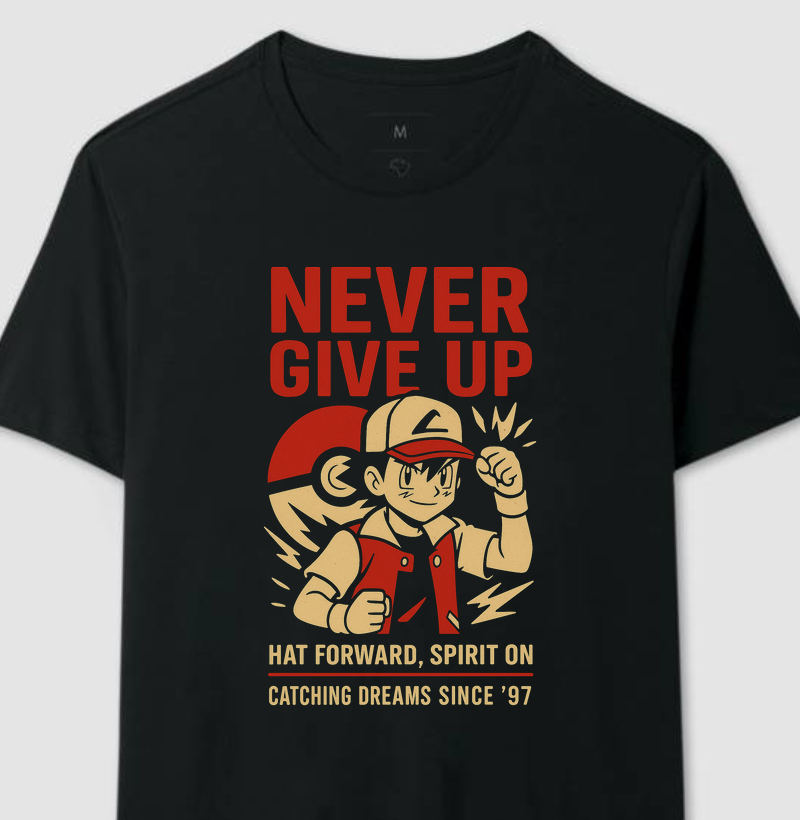 Never Give Up Ash Ketchum Pokémon Retro Series
