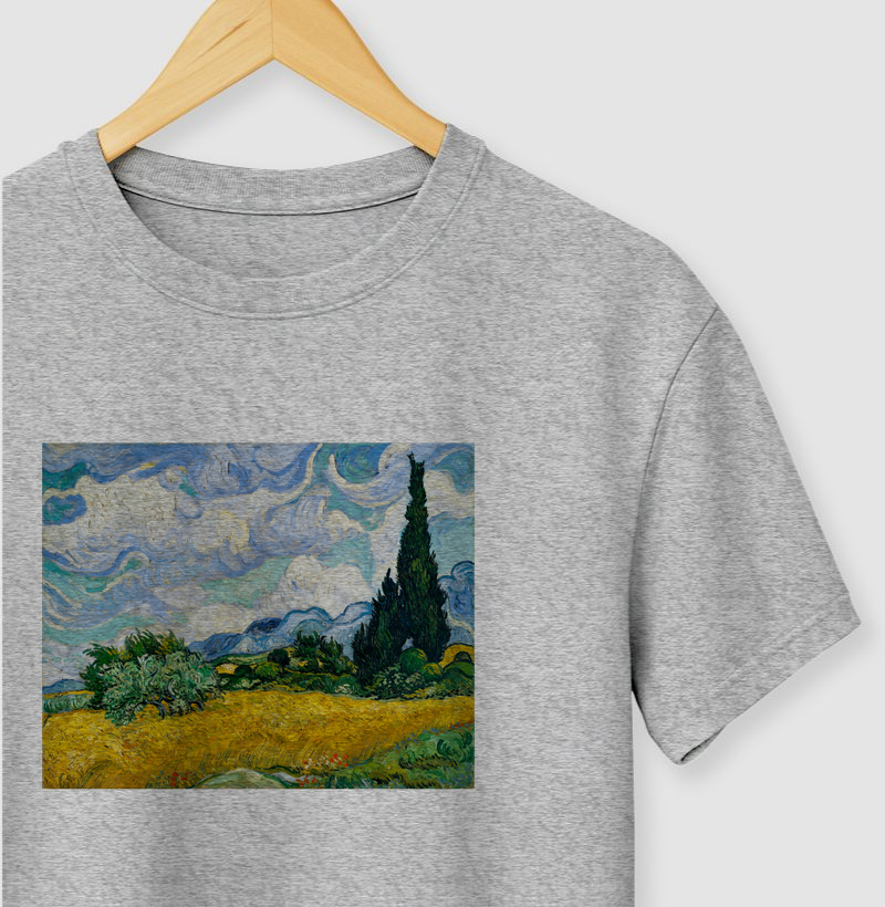 Campo de Trigo com Cipestres - Vincent Van Gogh