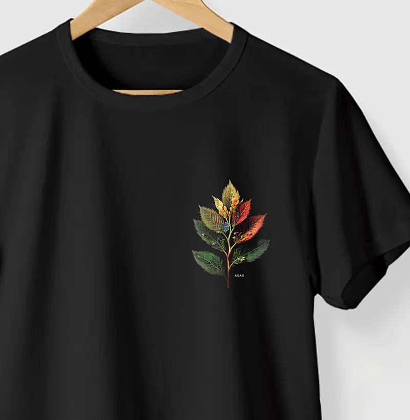 Camiseta FOLHAGEM - PRETA - (100% Algodão)