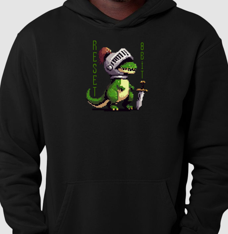 Hoodie Moletom Dinossauro Cavaleiro Reset8Bit