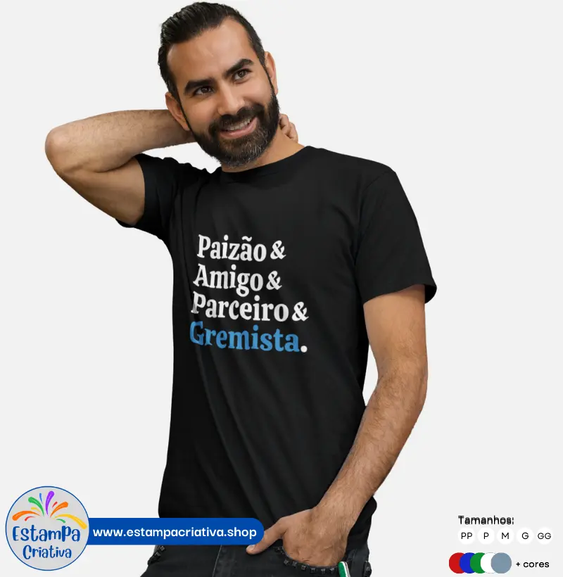 Camiseta Masculina "Paizão & Amigo & Parceiro & Gremista"