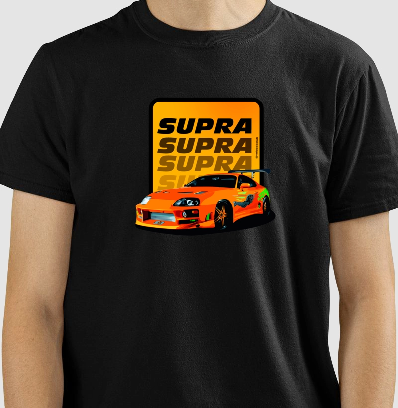 Camiseta Carro Toyota Supra Laranja Brian O'Conner Velozes e Furiosos