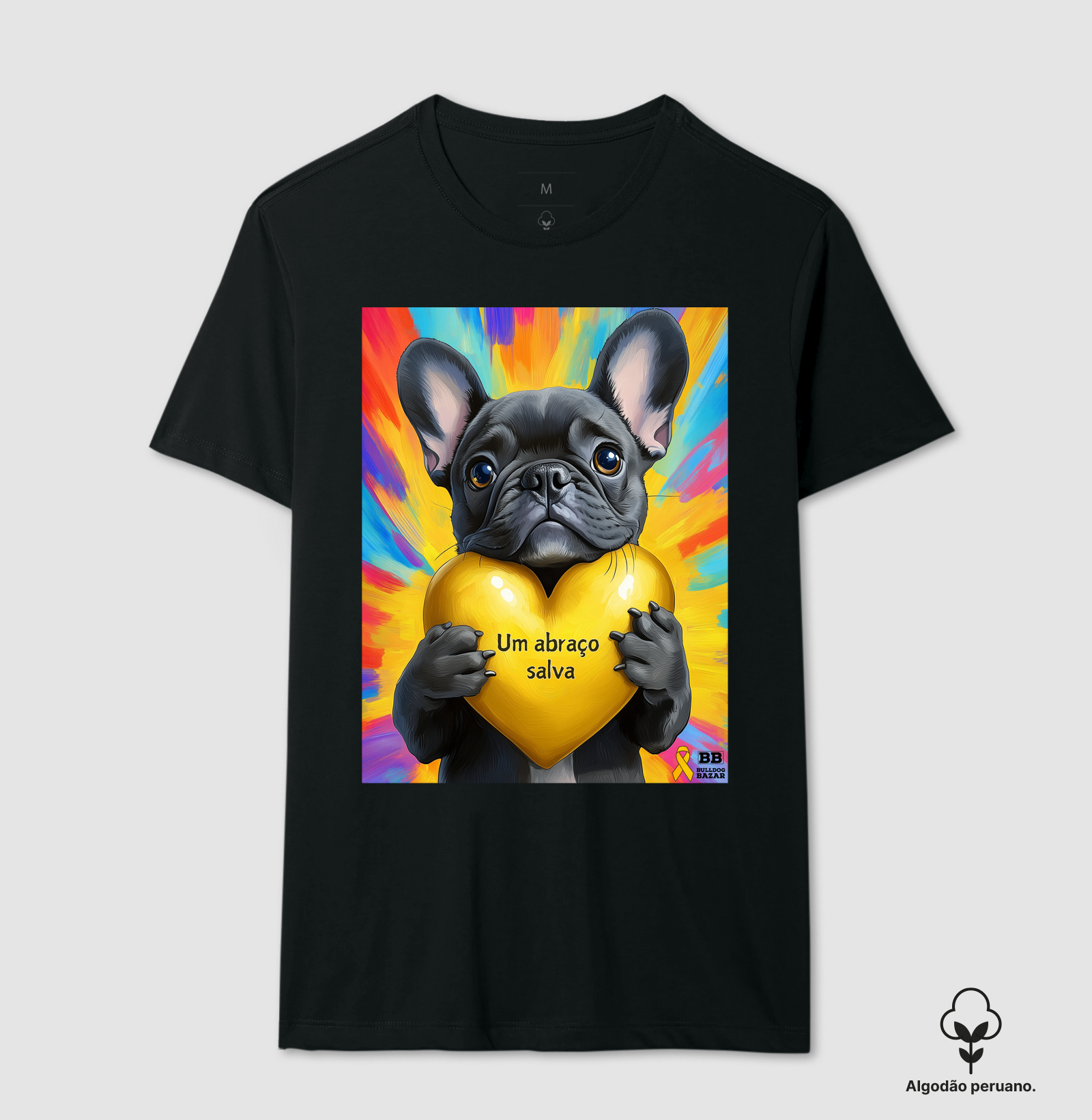 Camiseta Premium Bulldog Frances "Setembro amarelo"