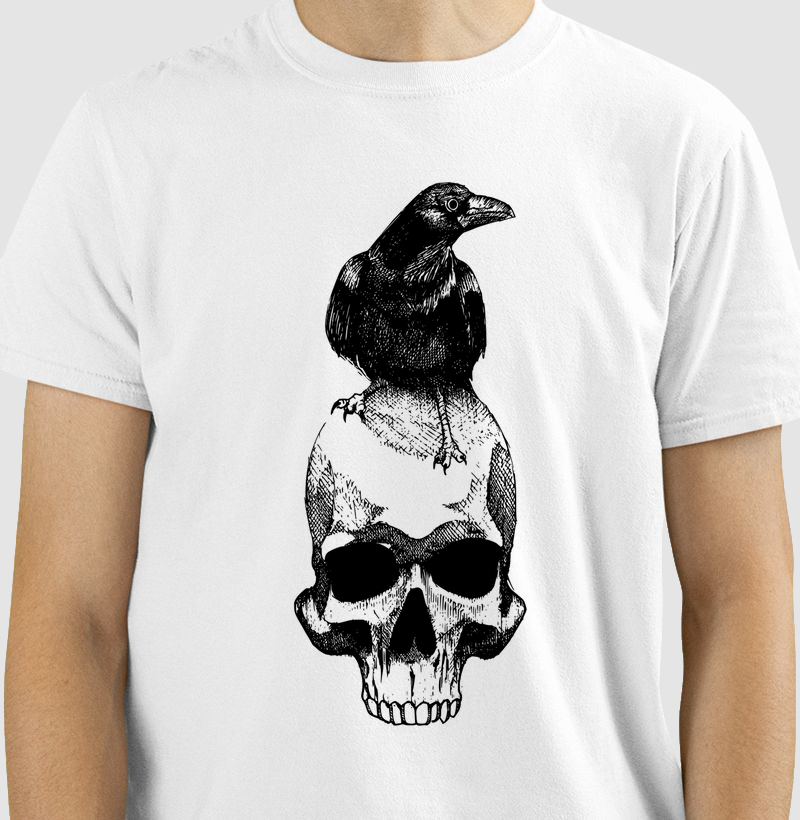 Raven and skull