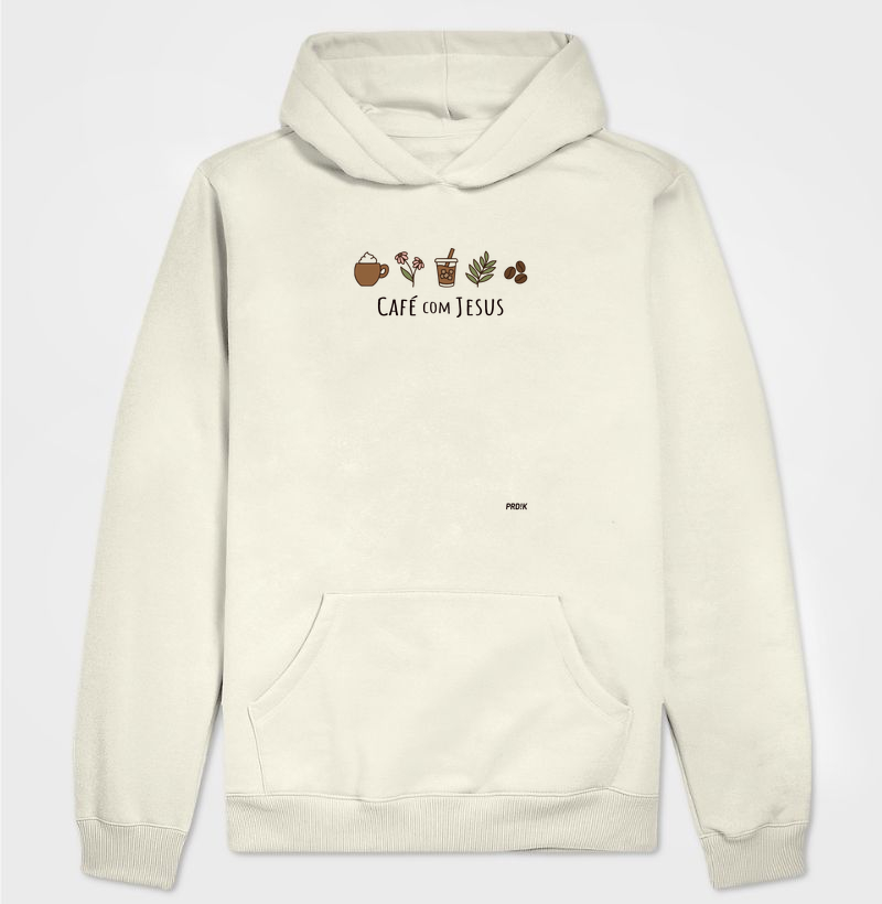 Moletom Capuz Hoodie com Estampa - Café com Jesus