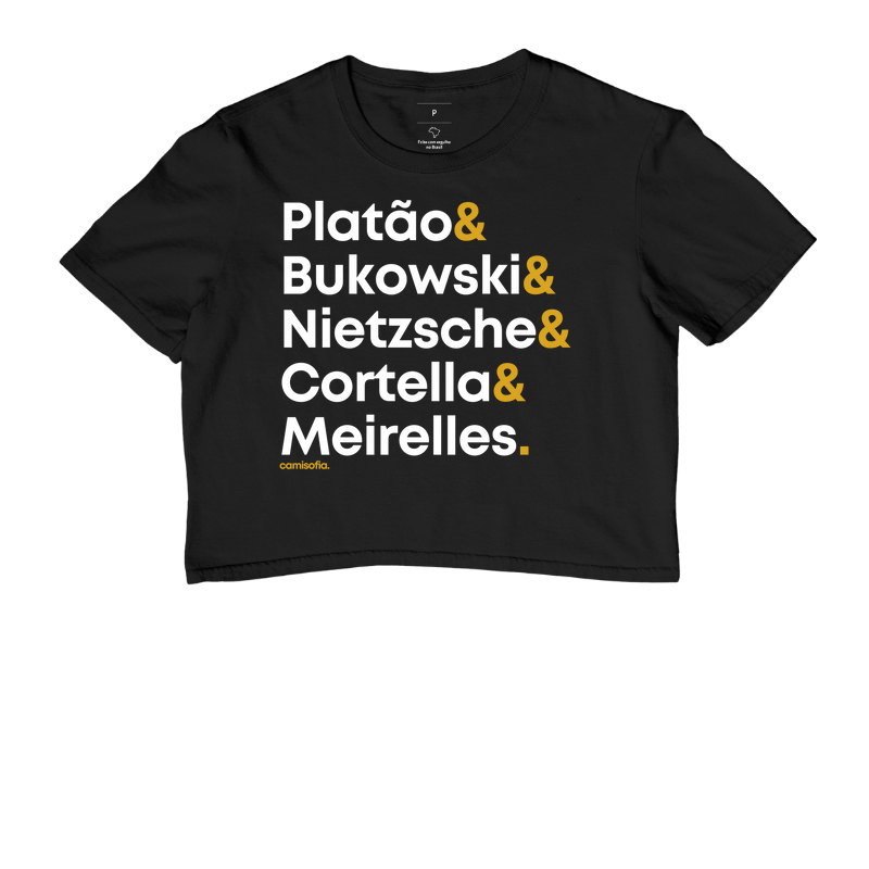 Camiseta Grandes Pensadores - Platão, Bukowski, Nietzsche, Cortella, Meirelles