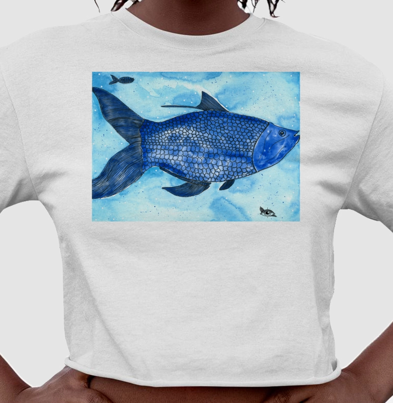 Cropped Peixe Marinho Aquarela