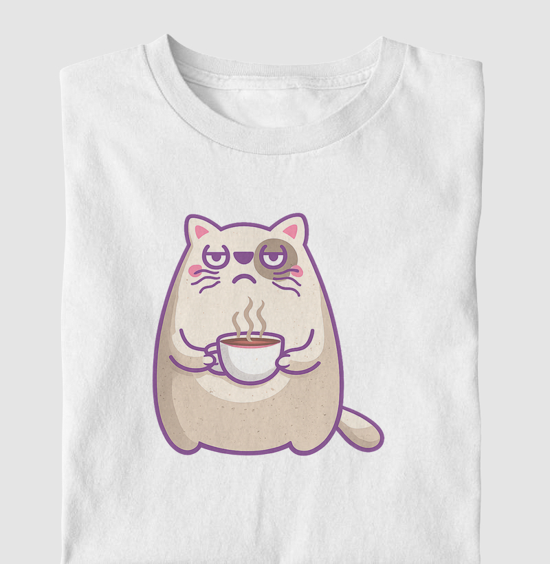 Camiseta - Gatinho Café Mood ☕🐱