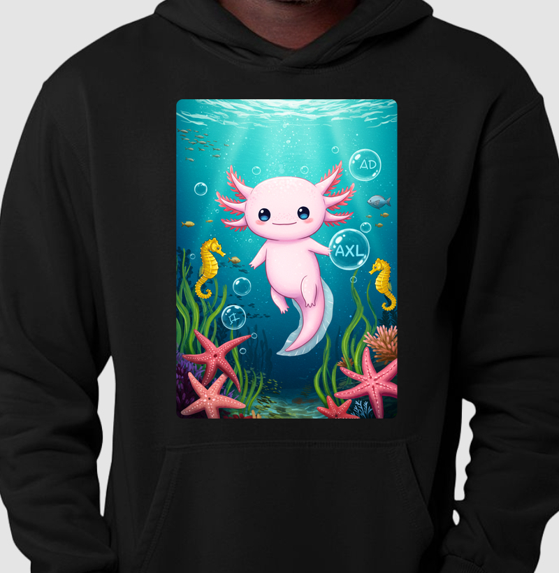 Hoodie Moletom  - AXL, Axolote Kawaii (02)