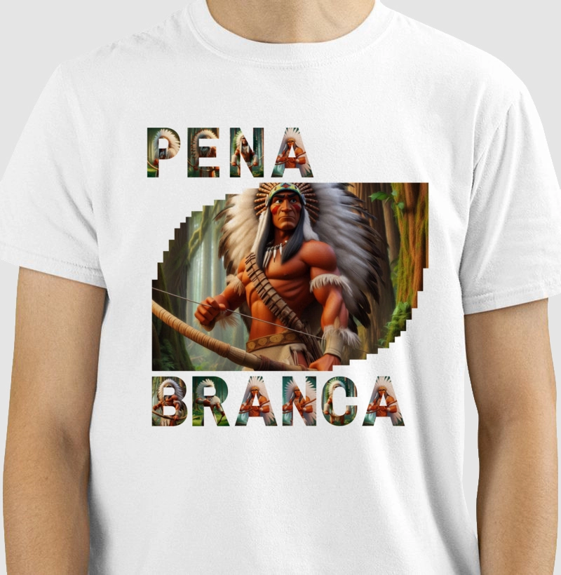 Camiseta 100% Algodão - Caboclo Pena Branca