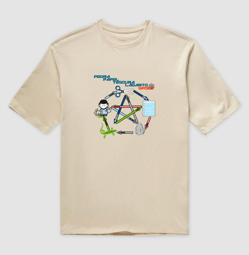 Pedra, Papel, Tesoura, Lagarto, Spock - Camiseta Oversized