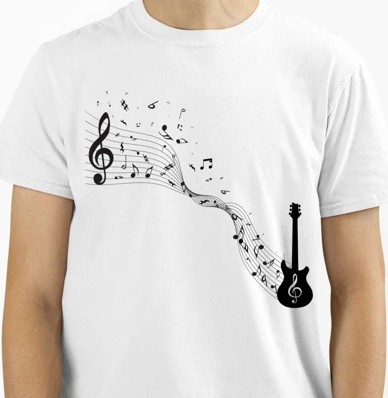 Guitarra vibrando notas musicais
