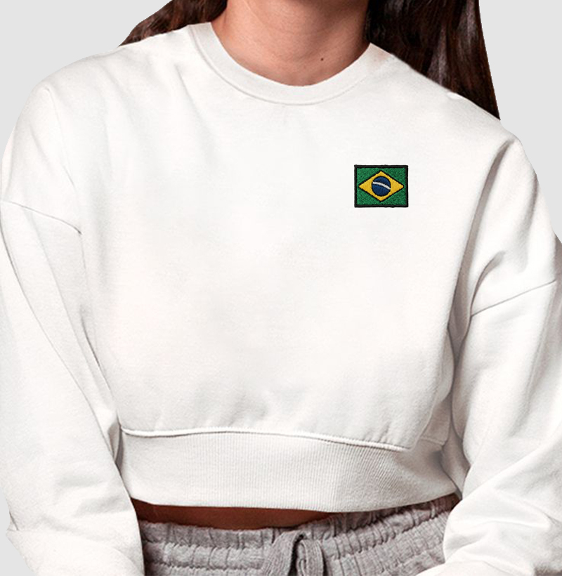 CROPPED MOLETOM BANDEIRA BRASIL
