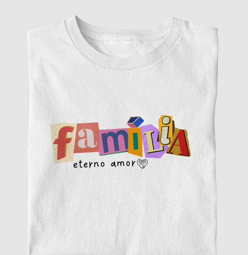 Camiseta Infantil- Família Letra de Jornal