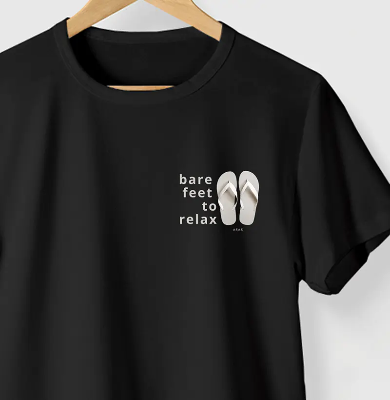 Camiseta BARE FEET - PRETA - (100% ALGODÃO)