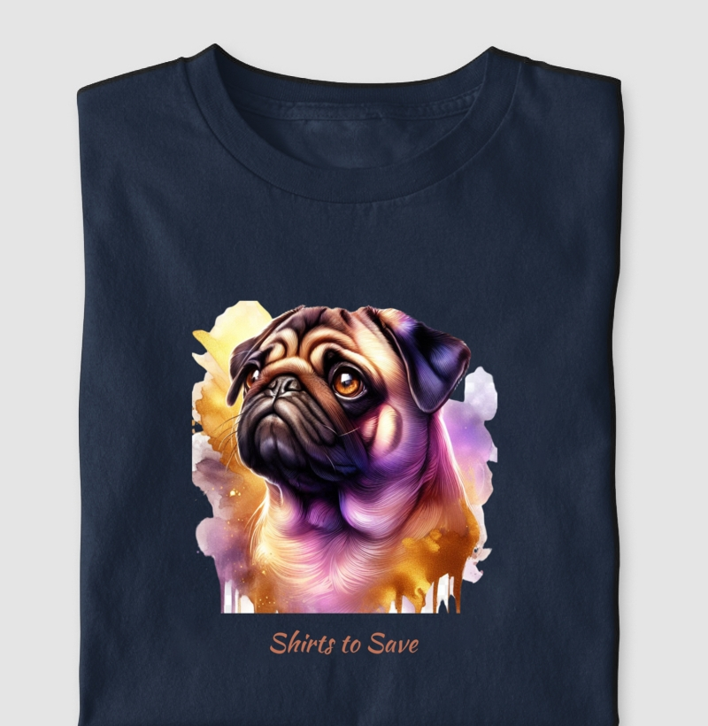 Camiseta Pug Aquarela