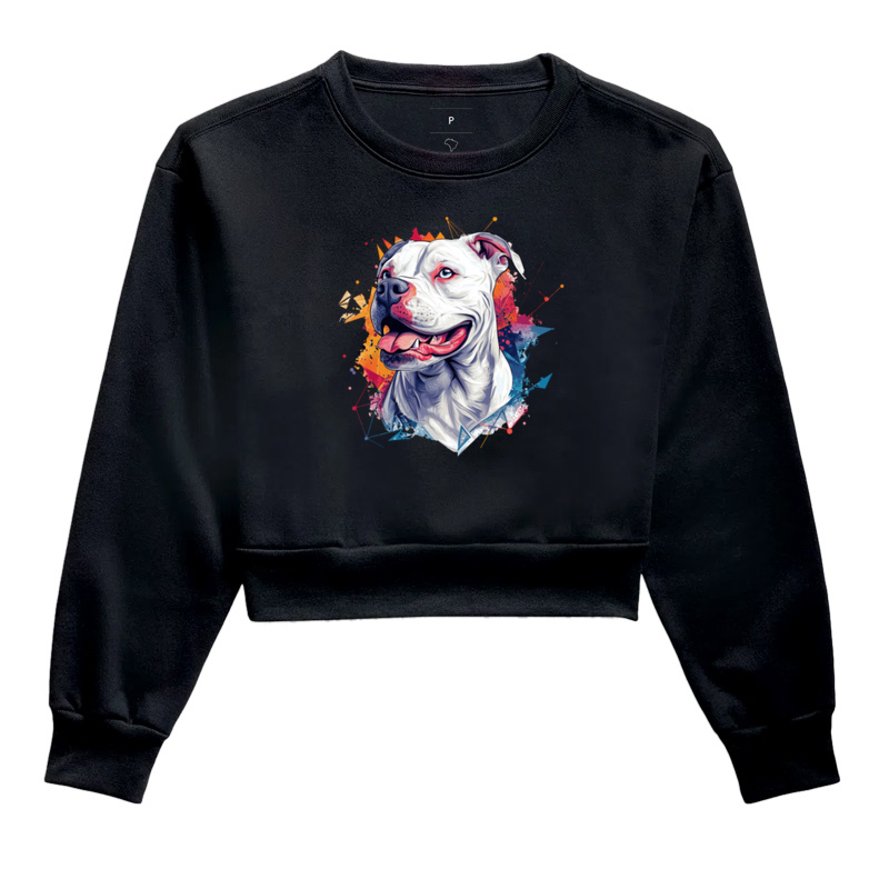 Pit Bull Branco fundo colorido