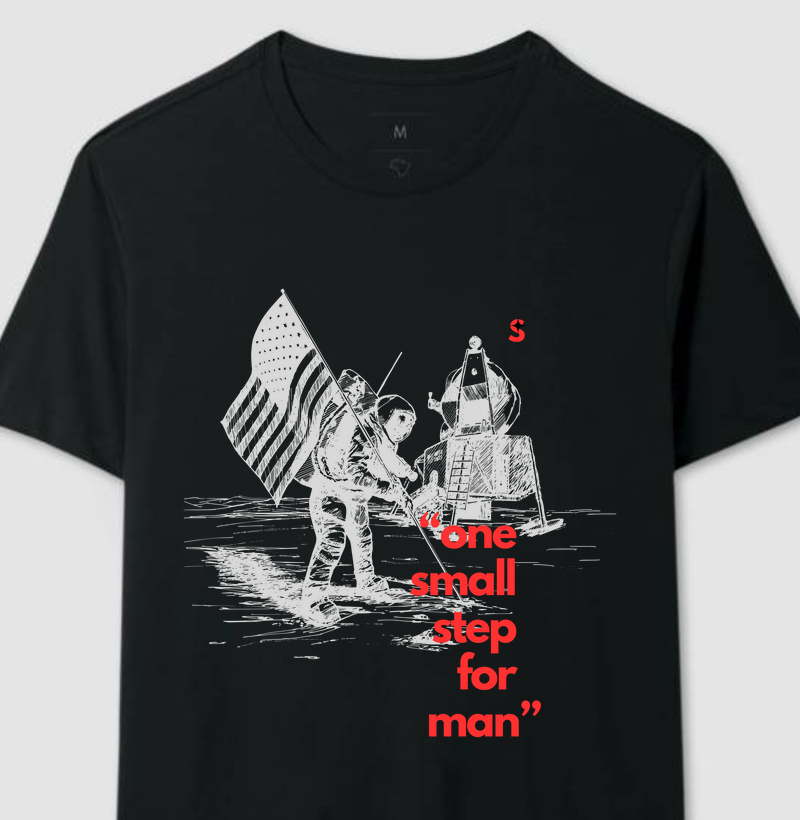 "Um Pequeno Passo para o Homem". Camiseta Supernova Estampada 
