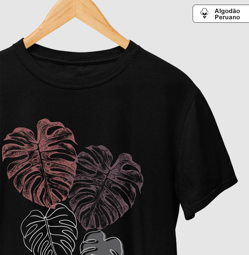 Camiseta Monstera Algodão Peruano Preta