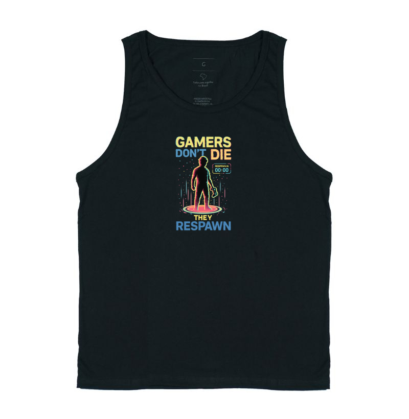 Camiseta Gamer “Gamers Don’t Die – They Respawn” | Pixel Art Glitch Estética Neon | ManaMoney