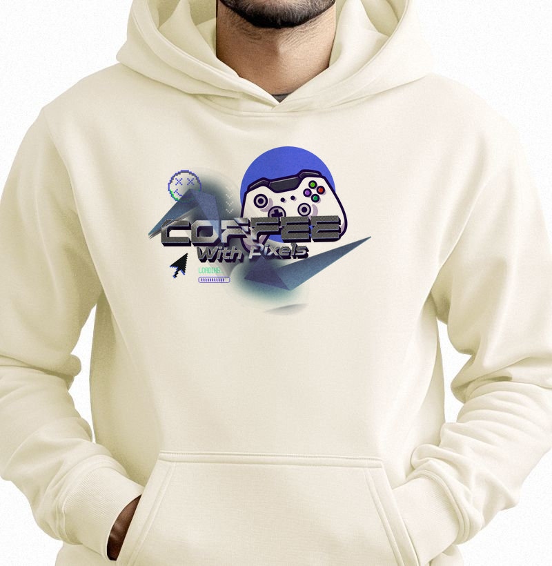 Hoodie Moletom "Coffee With Pixels" - Edição Gamer