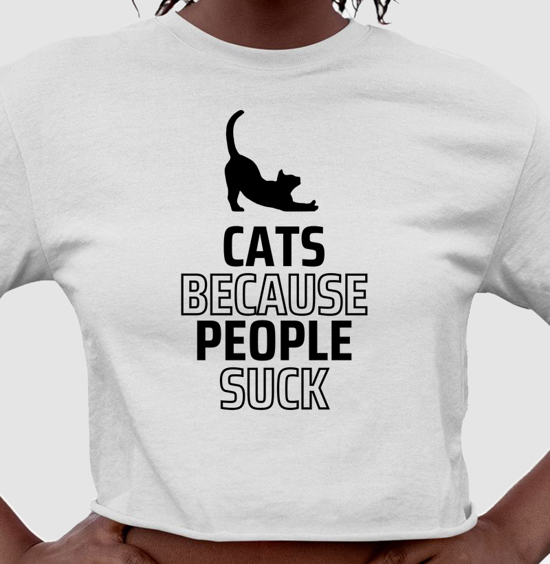 Camiseta cropped Cats because people suck