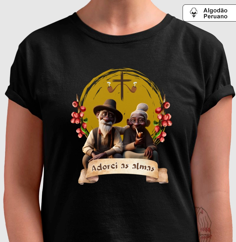 camiseta 100% Algodão - Casal pretos velhos