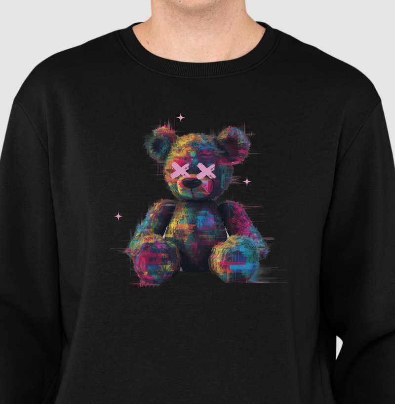 Urso Pixelado: Moletom Slim - Estilo Moderno e Criativo