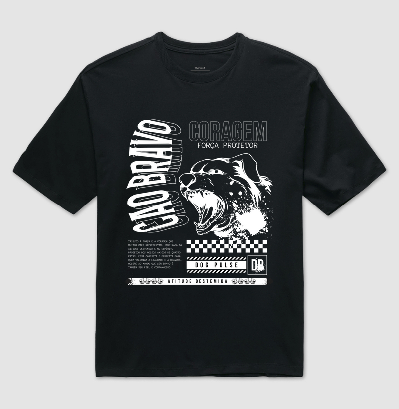 Camiseta Oversized Dog Pulse Cão Bravo - Blackout