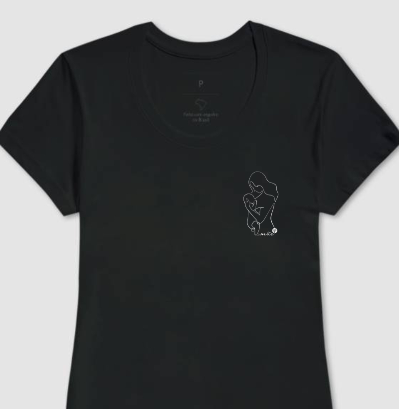 Camiseta Fem. Figura Mãe e Bebê
