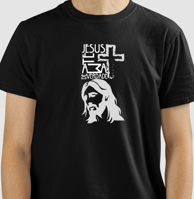 Estampa Jesus Te Ama De Verdade Preta Masc.